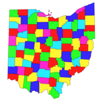 Ohio administrative map. counties map of Ohio with different colours, blank Map, empty map of Ohio png