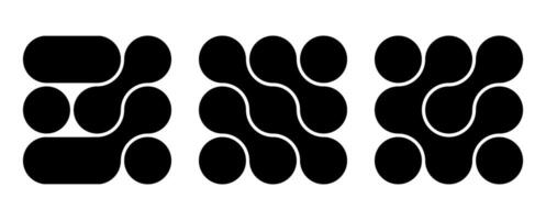 Set of connected black dots. Transition metaballs. Integration symbol. Circles pattern vector