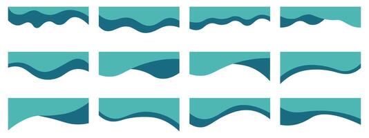 Collection of dividers shape templates. Modern separator header for website and app. Curve lines, wave collection of abstract design element for top and bottom page web site vector