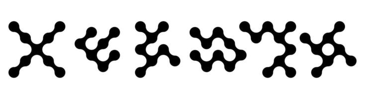 Set of connected black dots. Transition metaballs. Integration symbol. Circles pattern vector