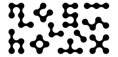 Set of connected black dots. Transition metaballs. Integration symbol. Circles pattern vector