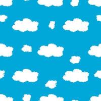 White clouds on blue sky seamless pattern. Chalk drawn clouds vector