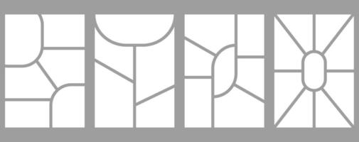 Set of templates minimalistic geometric photo frames. Mood board or photo image layout. Simple trendy geometric design vector