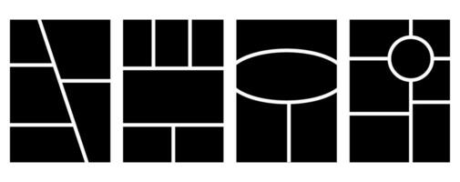 Set of templates minimalistic geometric photo frames. Mood board or photo image layout. Simple trendy geometric design vector