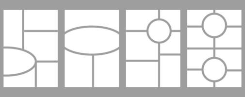 Set of templates minimalistic geometric photo frames. Mood board or photo image layout. Simple trendy geometric design vector