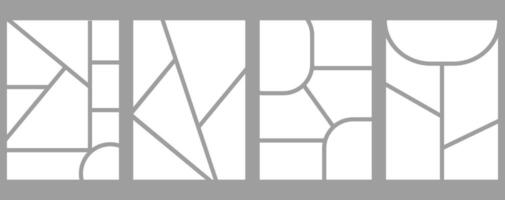 Set of templates minimalistic geometric photo frames. Mood board or photo image layout. Simple trendy geometric design vector