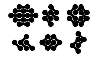 Set of connected black dots. Transition metaballs. Integration symbol. Circles pattern vector