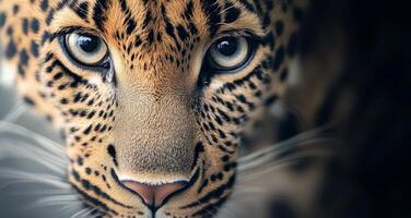 Close-up of a leopard in natural habitat with focused gaze during golden hour photo
