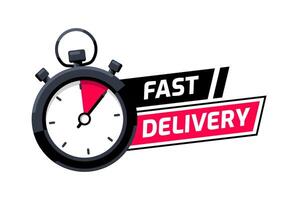 Delivery service concept. Timer and fast delivery inscription. Express delivery with stopwatch icon for apps and website. Fast deliver. Express delivery logo. illustration vector
