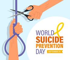 World Suicide Prevention Day concept with awareness ribbon. Design for poster, greeting card, banner, and background. 02 vector