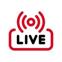 Red live buttons on a white background. Live symbol, badge, sign, label, sticker template. Social media concept. illustration vector