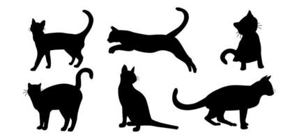 Cat silhouette set Isolated On White Background vector