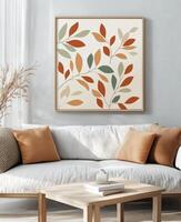 Colorful leaf patterns on a textured background photo