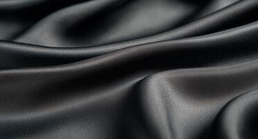 Elegant black satin fabric draping softly in natural light photo