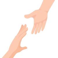 Image of a helping hand. Illustration of hands reaching for each other vector