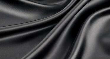 Elegant black satin fabric draping softly in natural light photo