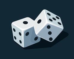 White playing D6 dice on a dark background vector