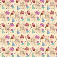 texture with decorative birthday party pattern with cake and balloons vector