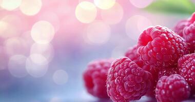 Ripe raspberry on green leaf in a lush garden during a sunny afternoon photo