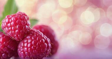 Ripe raspberry on green leaf in a lush garden during a sunny afternoon photo