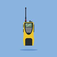 portable radio transmitter with yellow antenna. illustration of electronic device vector