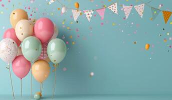 Colorful Balloons and Confetti at a Festive Celebration photo