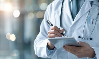 Doctor Using Tablet to Take Notes in a Hospital Environment photo