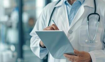 Doctor Writing Notes in a Hospital During Daytime photo