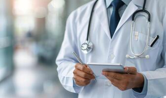 Doctor Using Tablet to Take Notes in a Hospital Environment photo