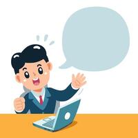 cartoon businessman with speech bubble vector