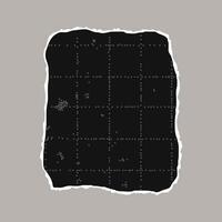 Black torn sheet of checkered paper with jagged edges. Black dotted textured background, noisy gritty dot effect. Banner template, empty space for text, ripped collage element. vector