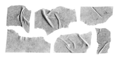 Set of halftone collage elements isolated on white background. Torn pieces of paper tape with jagged edges. Cut and ripped sheets, illustration. vector