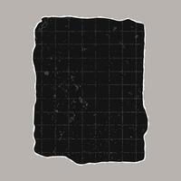 Black torn sheet of checkered paper with jagged edges. Black dotted textured background, noisy gritty dot effect. Banner template, empty space for text, torn distressed element. vector