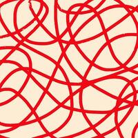 Hand drawn pattern, curved red lines. Pencil textured lines on beige background, doodle swirls, wavy strokes, crosshatch. Sketch illustration. vector