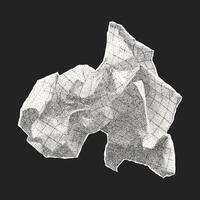 Crumpled wad of checkered paper isolated on a dark background. Old dusty notebook sheet with gritty texture, mistake, recycling. vector