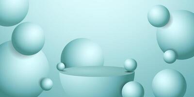 Blue spheres of balls background. Realistic 3d shapes. Horizontal banner, poster, header pattern vector