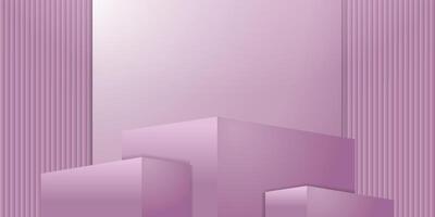 Realistic purple 3D box stand podium copy space background. Pastel minimal scene for products stage showcase, Promotion display vector