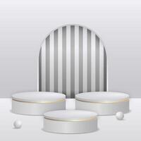 White 3D room with cylinder pedestal podium set. Minimalist scene for product display presentation vector