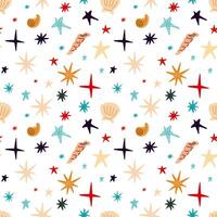 Seamless pattern with shells and corals vector