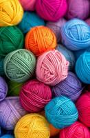 Colorful Yarn Balls in a Masterful Arrangement at Craft Supply Store photo