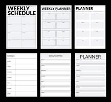 A collection of diary pages in a minimalistic style. A modern business organizer with notes and goals. Planner page template. vector