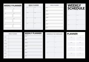 A collection of planner and diary pages in a minimalistic style. A modern business organizer with notes and goals. Planner page template. vector