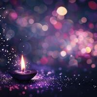 Candlelight Glow Amidst Colorful Bokeh at Night photo