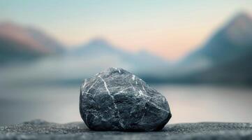 Smooth Rock on Wet Ground at Sunrise photo