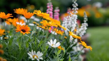 Vibrant Wildflower Meadow in Springtime With Colorful Blooms photo