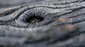 Close-Up of Weathered Wood Grain With Knots Captured in Natural Light photo