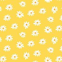 Bright pattern with daisies on yellow background vector