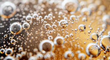Bubbles Rising in Refreshing Brown Beverage in Clear Glass photo
