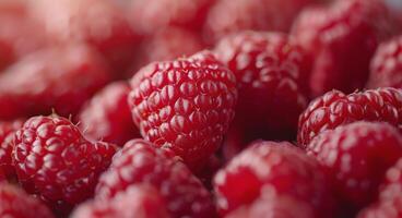 Fresh Raspberries in White Bowls on a Wooden Table photo