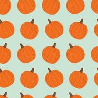 Pumpkin pattern. Hand drawing pumpkin on a light green background. illustration for fabric, packaging, wrapping paper, halloween design vector